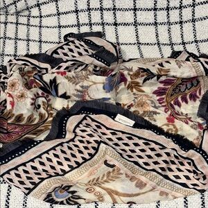 Spartina 449 Cream Scarf with Pink, Black and Brown Accents